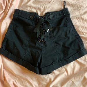 Self Portrait front tie black shorts